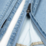The close up of the zipper.