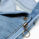 The close up of the thigh pockets. It's unzipped.