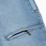 The close up of the thigh pockets. It's zipped.