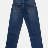 The back of the No Limbits Adaptive Women's Dark Wash Unlimbited Pants. There are pockets in the back of the pants.