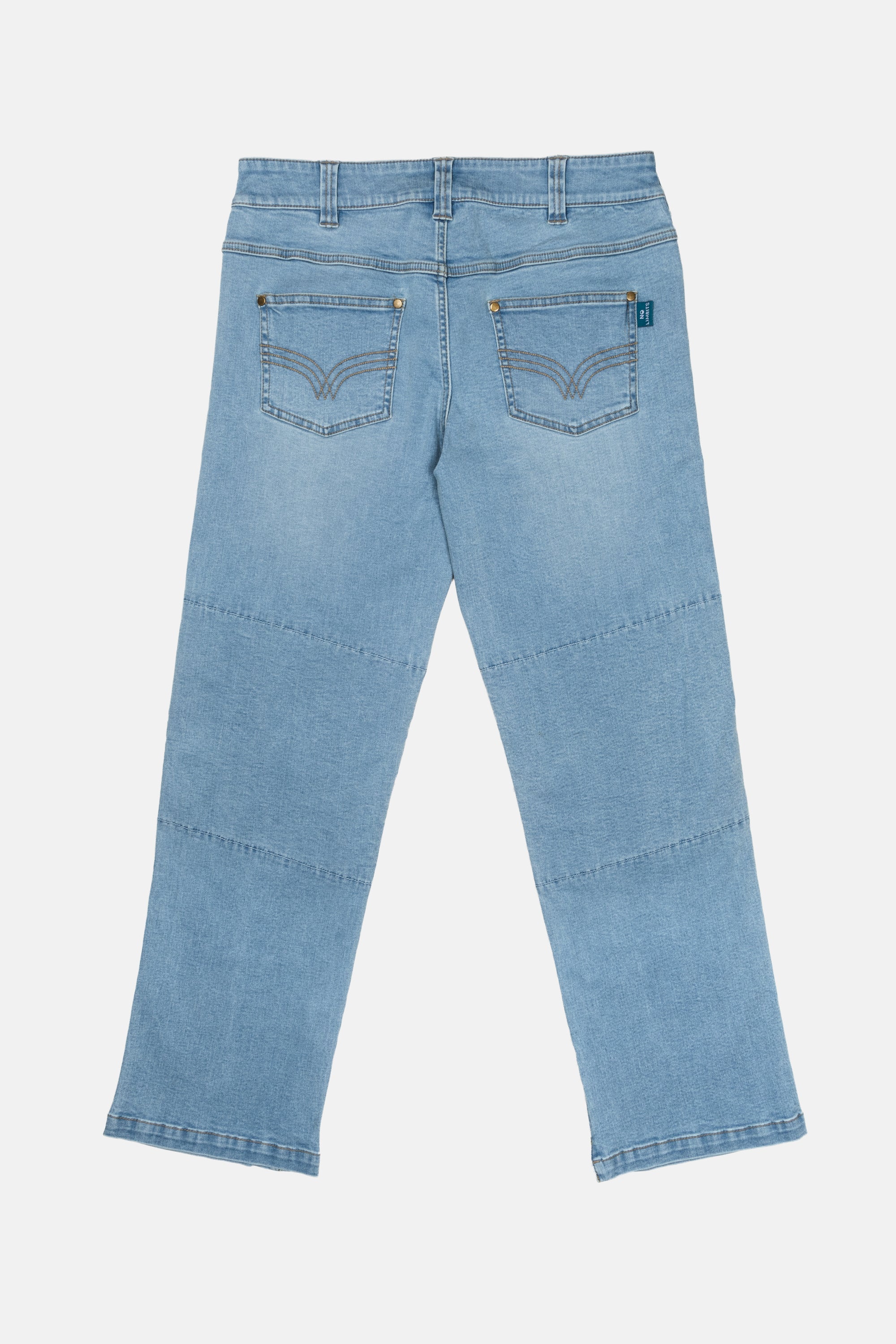 The back of the No Limbits Adaptive Women's Light Wash Unlimbited Pants. There are pockets in the back of the pants.