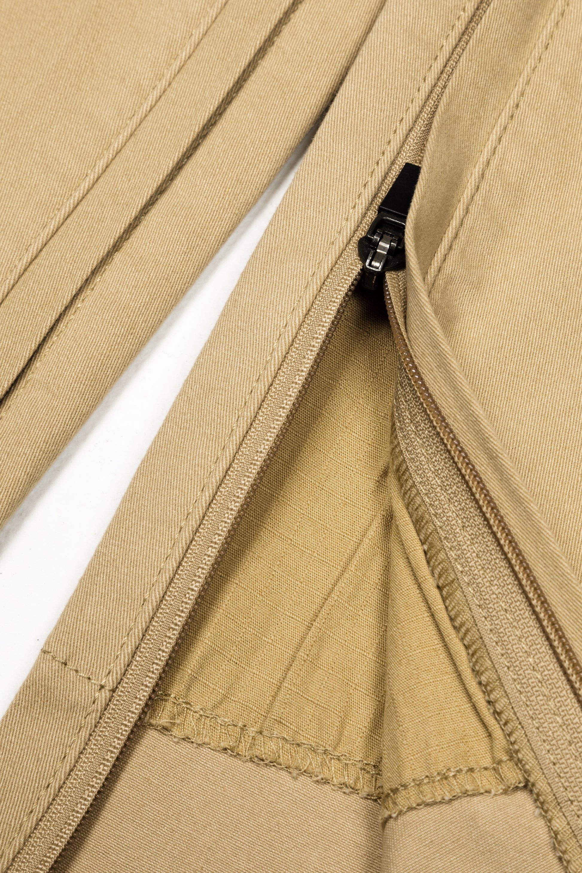 The close up of the zippers