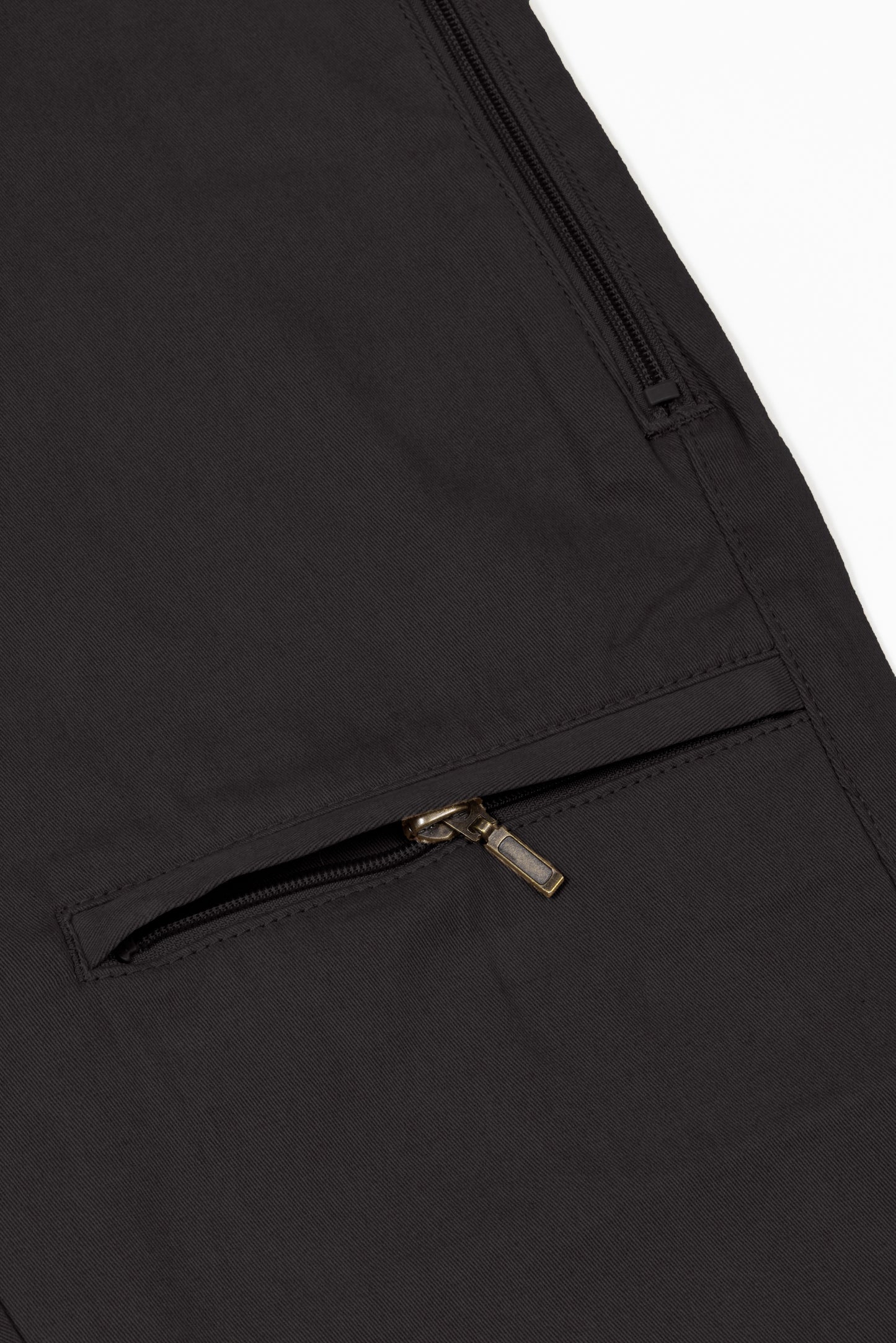 The close up of the hip pockets. It's zipped.