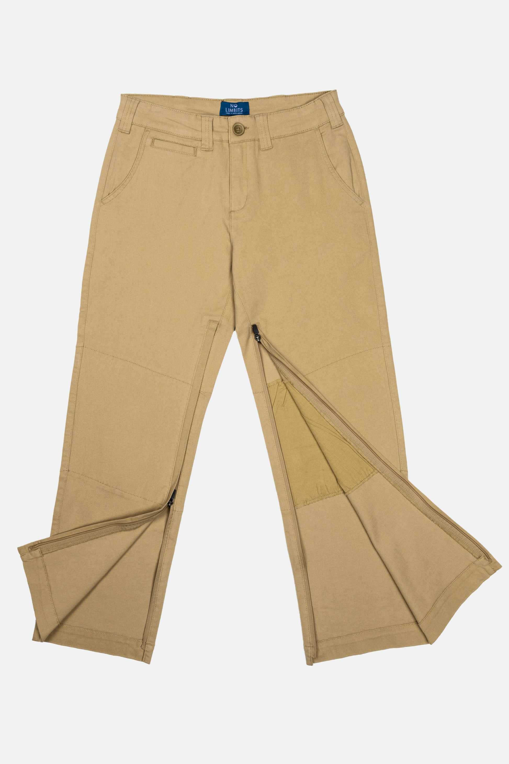 The No Limbits Adaptive Women's Khaki Unlimbited Pants, which zips from the ankles. 